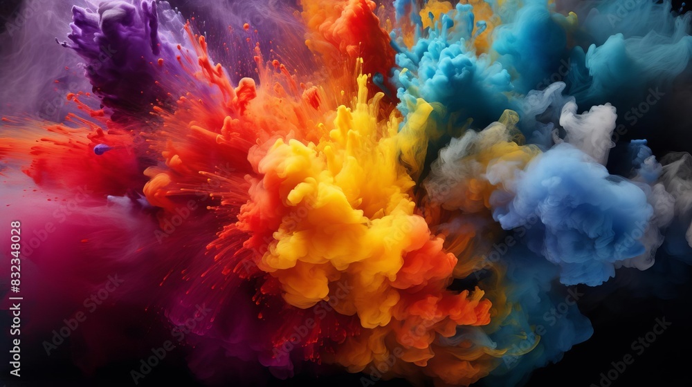Fototapeta premium A dynamic, colorful explosion of powder,