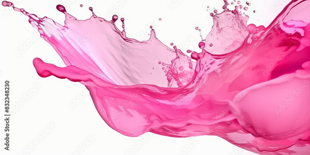 Pink liquid splashes on white background, pink paint splashes Pink liquid splashes on white background, pink paint splashes