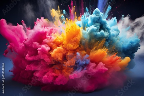 A dynamic explosion of colorful powder 