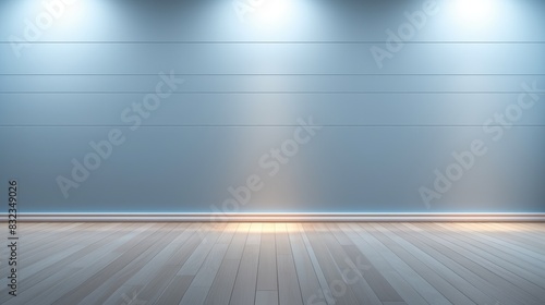 wood floor with gray and soft blue wall for present product © Onchira