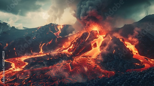 Intense Volcanic Fury: A Dramatic Display of Nature's Power and Beauty