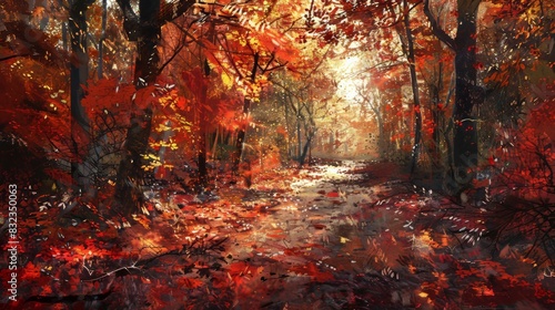 Autumn Forest Path for Nature and Seasonal Designs photo