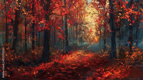 Autumn Forest Path for Nature and Seasonal Designs