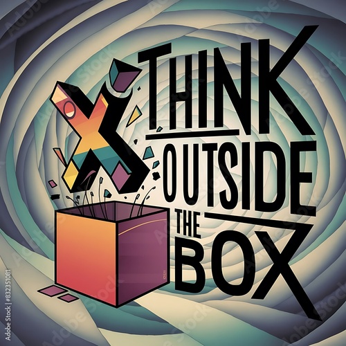 Think outside the box (Motivational Quotes- Illustration-typography)