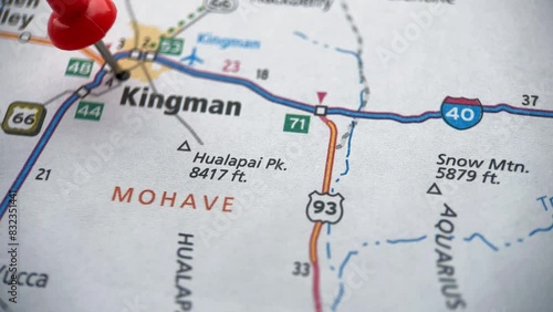 Kingman, Northern Arizona, Pin On The USA Road Map, Dolly Shot photo
