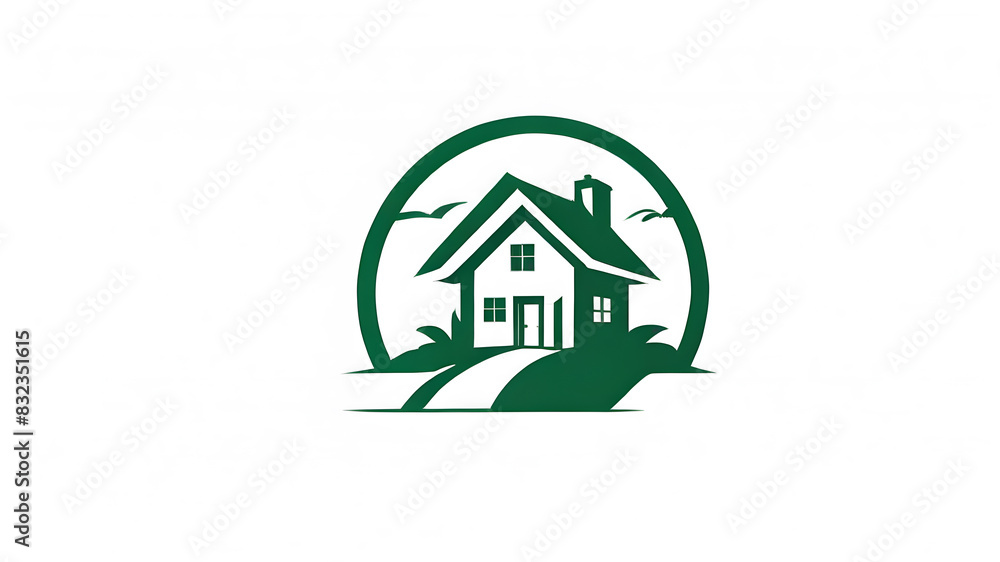 House building themed logo on the white background, Generative AI House building themed logo on the white background, Generative AI