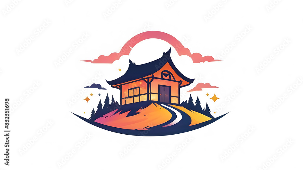 Fototapeta premium House building themed logo on the white background, Generative AI