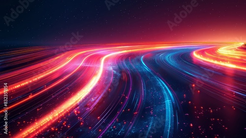 Illuminated Highway Stretching Into the Night