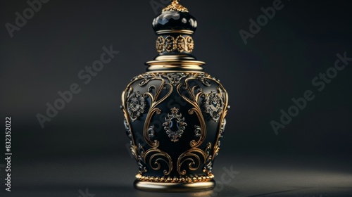 Black and gold perfume bottle for luxury fragrance design