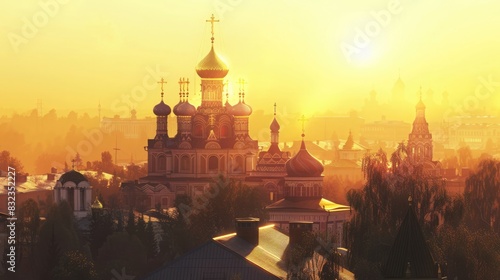 Stunning Eastern Monastery Bathed in the Golden Light of Sunset