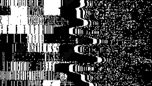 Pixel Glitch Dither Effect Background. Abstract Noise Effect. Video Damage Error. Digital Signal Damage Visualization. VHS Overlay Texture. Vector Illustration.
