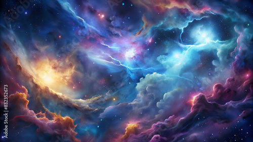 Ultra glossy cosmic sky nebula pattern background