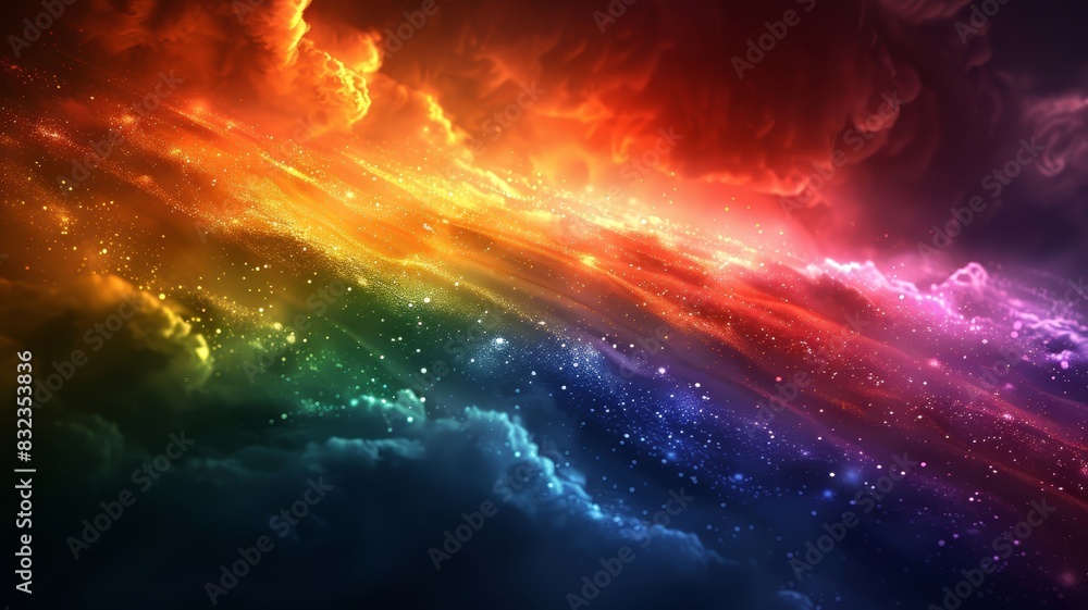 Rainbow Colored Sky With Clouds and Stars Rainbow Colored Sky With Clouds and Stars