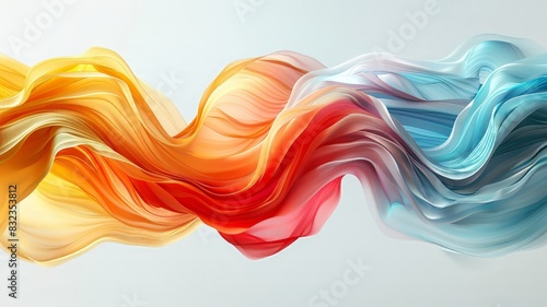 Multicolored Wave of Flowing Fabric on White Background