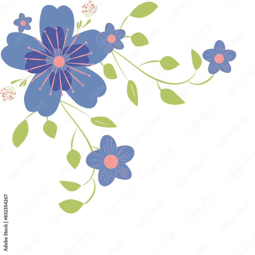 Flowers and leaves decorate the corner, suitable for weddings. Flowers and leaves decorate the corner, suitable for weddings.