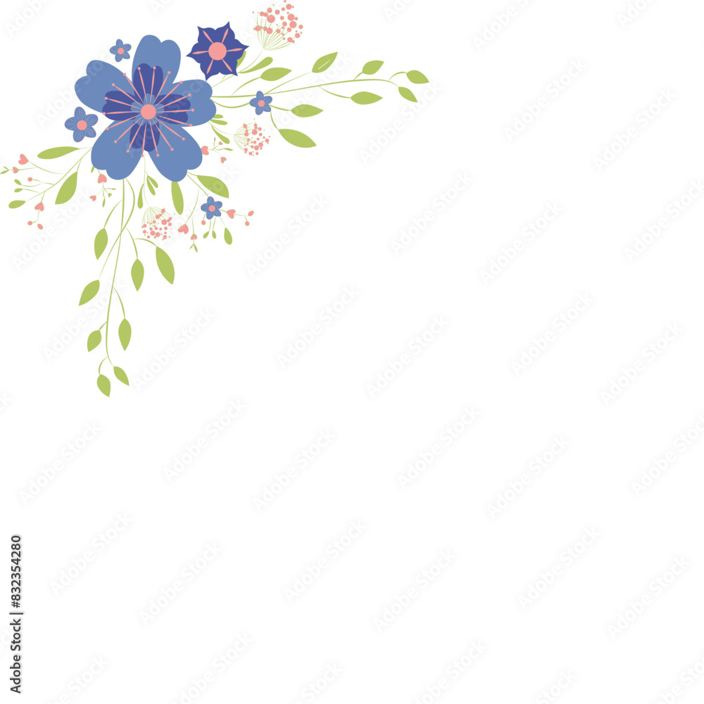 Flowers and leaves decorate the corner, suitable for weddings. Flowers and leaves decorate the corner, suitable for weddings.