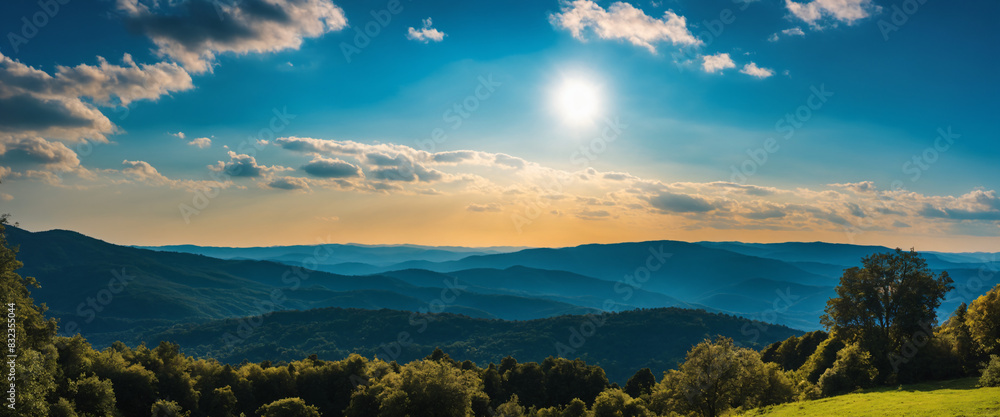 Obraz premium 空 太陽 雲 日の出 自然 背景画像 Generative AI