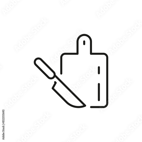Cutting board with knife icon. Simple cutting board with knife icon for social media, app, and web design. Vector illustration.