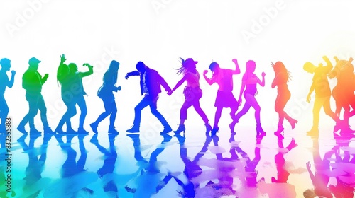 Colorful Silhouettes of People Dancing Together