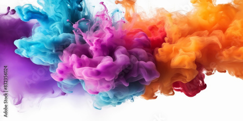 Colorful smoke explosion on white background, rainbow gradient colorful ink smoke © Nice Seven