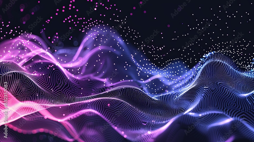 A colorful wave of light with purple and blue swirls