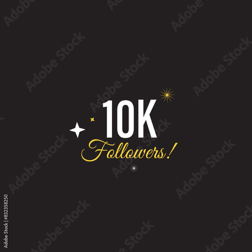 10K Followers vector on dark BG lettering vector illustration.