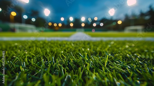 Football stadium with lights - grass close up in sports arena - background