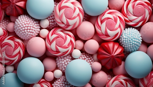 Colorful lollipops and candies background photo