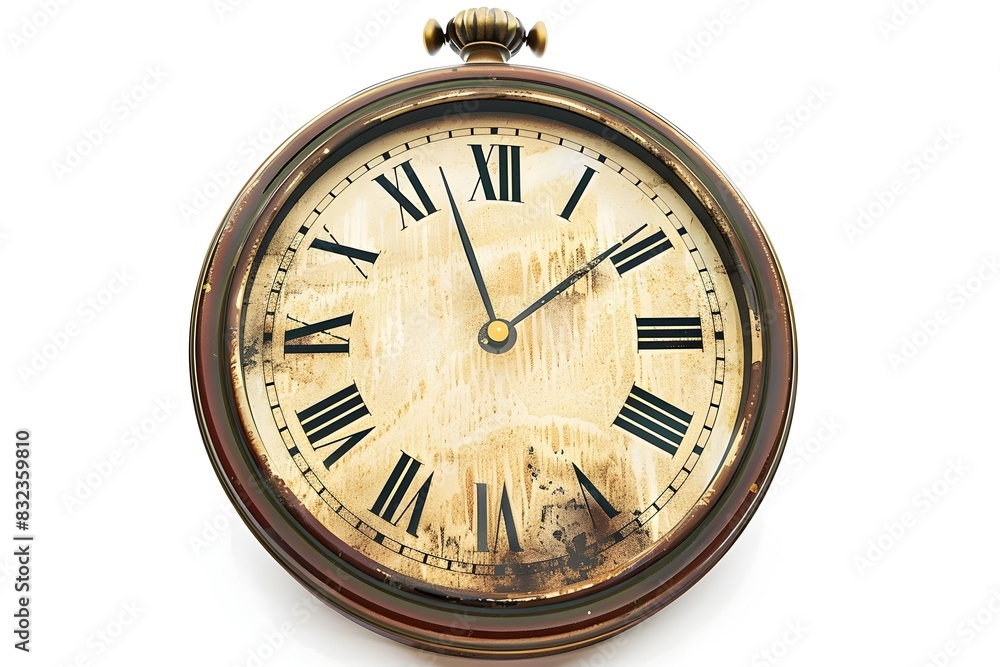 Ornate Golden Brass Antique Clock Isolated on White Background Ornate Golden Brass Antique Clock Isolated on White Background