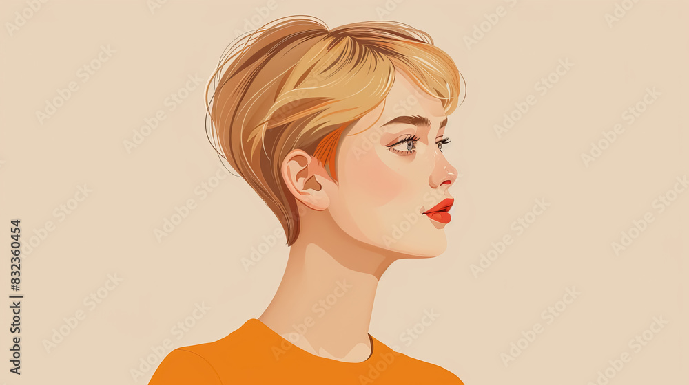 Profile Portrait of a Woman with Short Hair Profile Portrait of a Woman with Short Hair