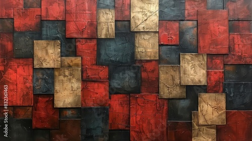 Painting of Red, Black, and Gold Squares