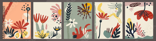 Set of vector colorful abstract floral notebook background