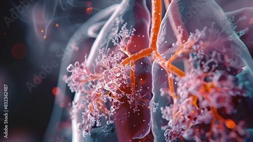 Intricate Dance of Life: Detailed of Lungs and Gas Exchange photo