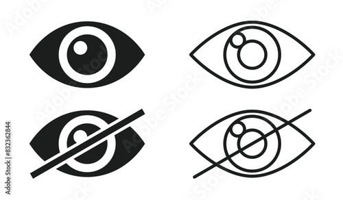 Icon set representing eyes, seeing, observation, etc.
