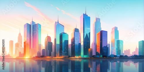 skyscraper office building abstract backgrounds illustration © Dwi