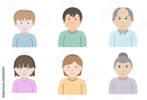 Set of family in different age