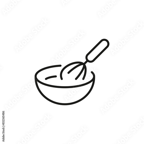 Mixing bowl with whisk icon. Simple mixing bowl with whisk icon for social media, app, and web design. Vector illustration.