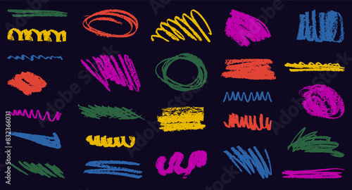 Hand drawn grunge ink brush strokes and lines, creative brush lines with rough edges. Abstract freehand doodle line borders.