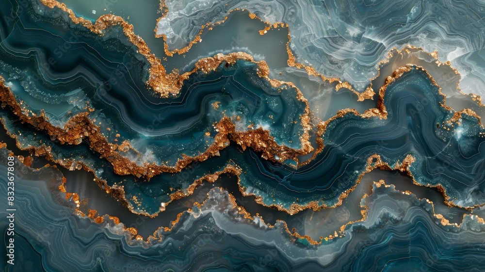 Abstract Painting in Gold and Blue