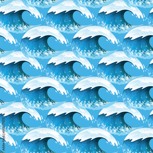 Brisk Waves Seamless Vector Pattern Design