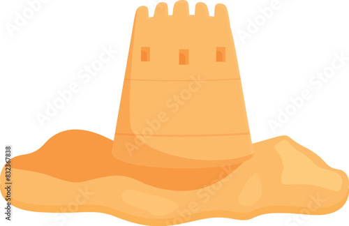 Bright illustration of a simple cartoonstyle sandcastle  perfect for summerthemed designs