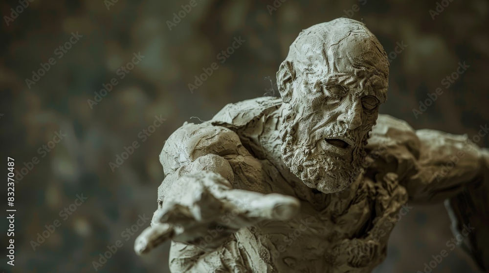 Close-up of an angry male sculpture