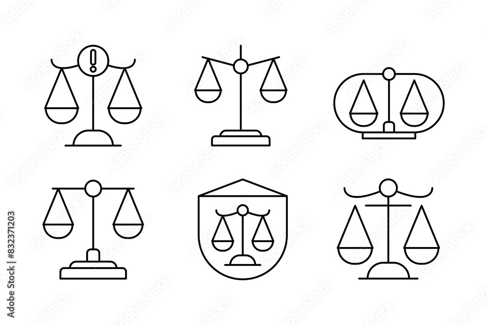 Justice and Law Vector Set Icon Templates for Legal Representations Justice and Law Vector Set Icon Templates for Legal Representations