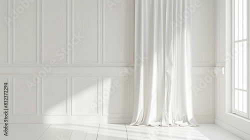 Elegance in Simplicity  White Curtain Adorning the Window  4K HD Wallpaper