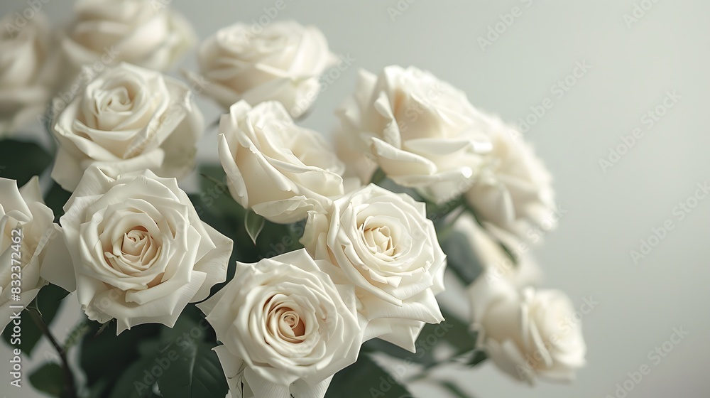 White roses background, a white rose bouquet against a white wall, white color background, a large bouquet of white roses in closeup with many blooming white roses, white background. White roses background, a white rose bouquet against a white wall, white color background, a large bouquet of white roses in closeup with many blooming white roses, white background.