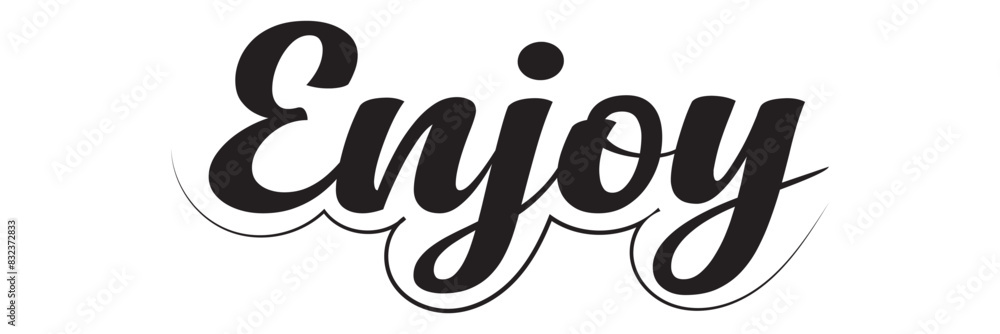 Enjoy hand lettering, custom typography, black ink brush calligraphy, isolated on white background. Vector illustration. EPS 10/AI
Enjoy hand lettering, custom typography, black ink brush calligraphy, isolated on white background. Vector illustration. EPS 10/AI