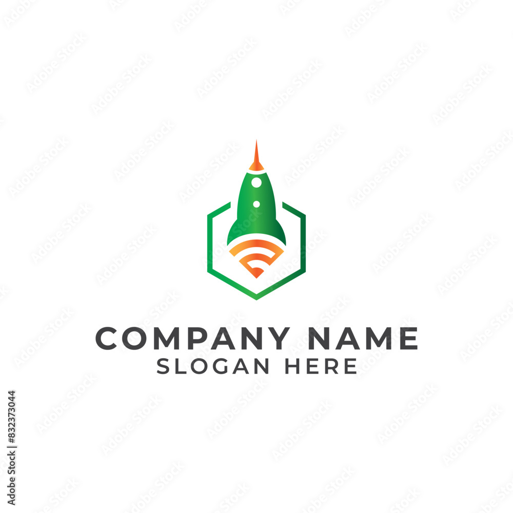 Obraz premium Rocket Launch Logo Design Vector Illustration