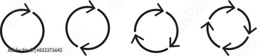 different circular arrows of black colour, different thickness