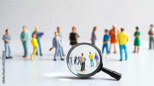 People with 3D Search Magnifying concept