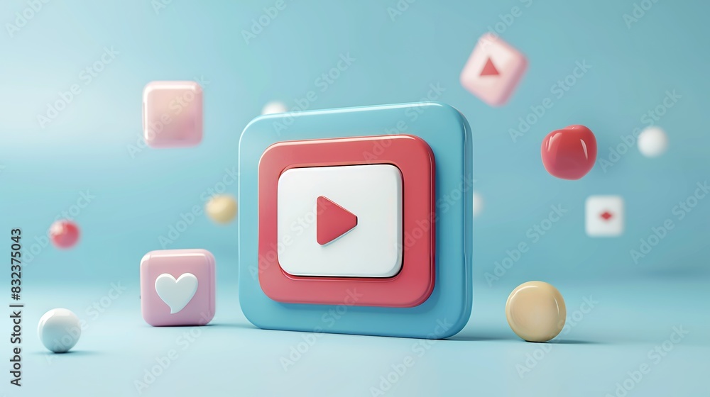 3d social media with live streaming and emotion video on blue browser. Social media playing video for make money passive income 3d concept 3d social media with live streaming and emotion video on blue browser. Social media playing video for make money passive income 3d concept